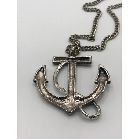 Anchor Nautical Ocean Sailing silver tone pendant chain necklace - Picture 6 of 6